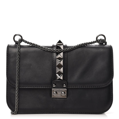 Valentino Garavani Vitello Medium Glam Lock Rockstud Flap Black 1 of 9