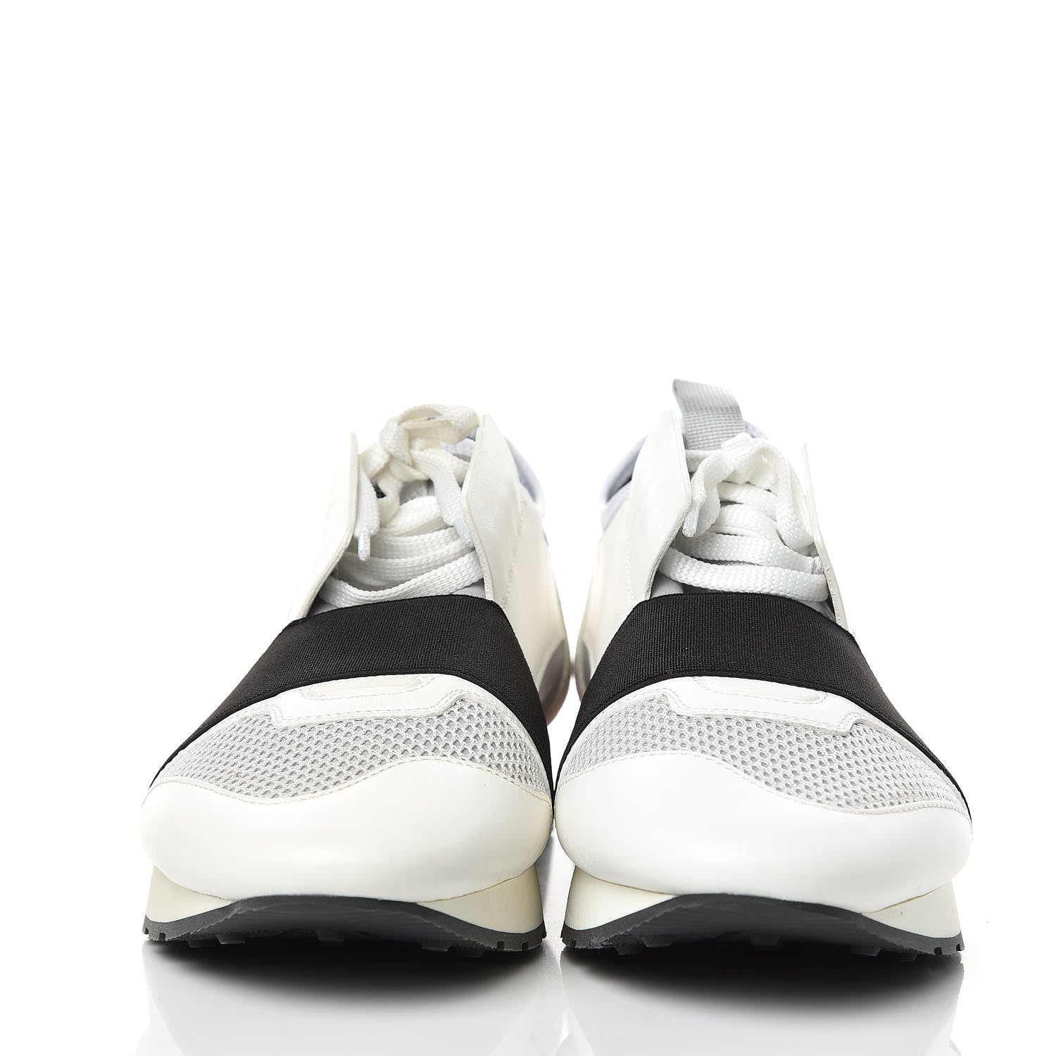 Balenciaga Mesh Calfskin Neoprene Suede Mens Race Runner Sneakers 41 White Black Gris 2 of 10