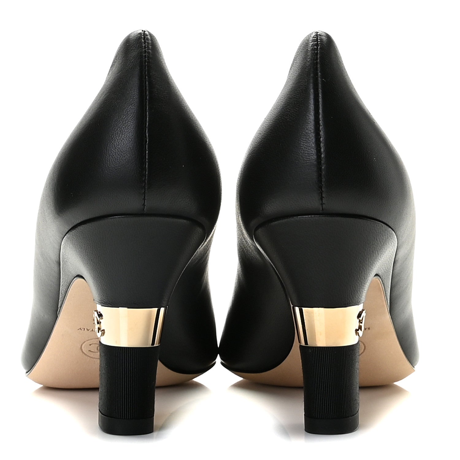Chanel Lambskin Grosgrain Cap Toe CC Pumps 36.5 Black 5 of 12