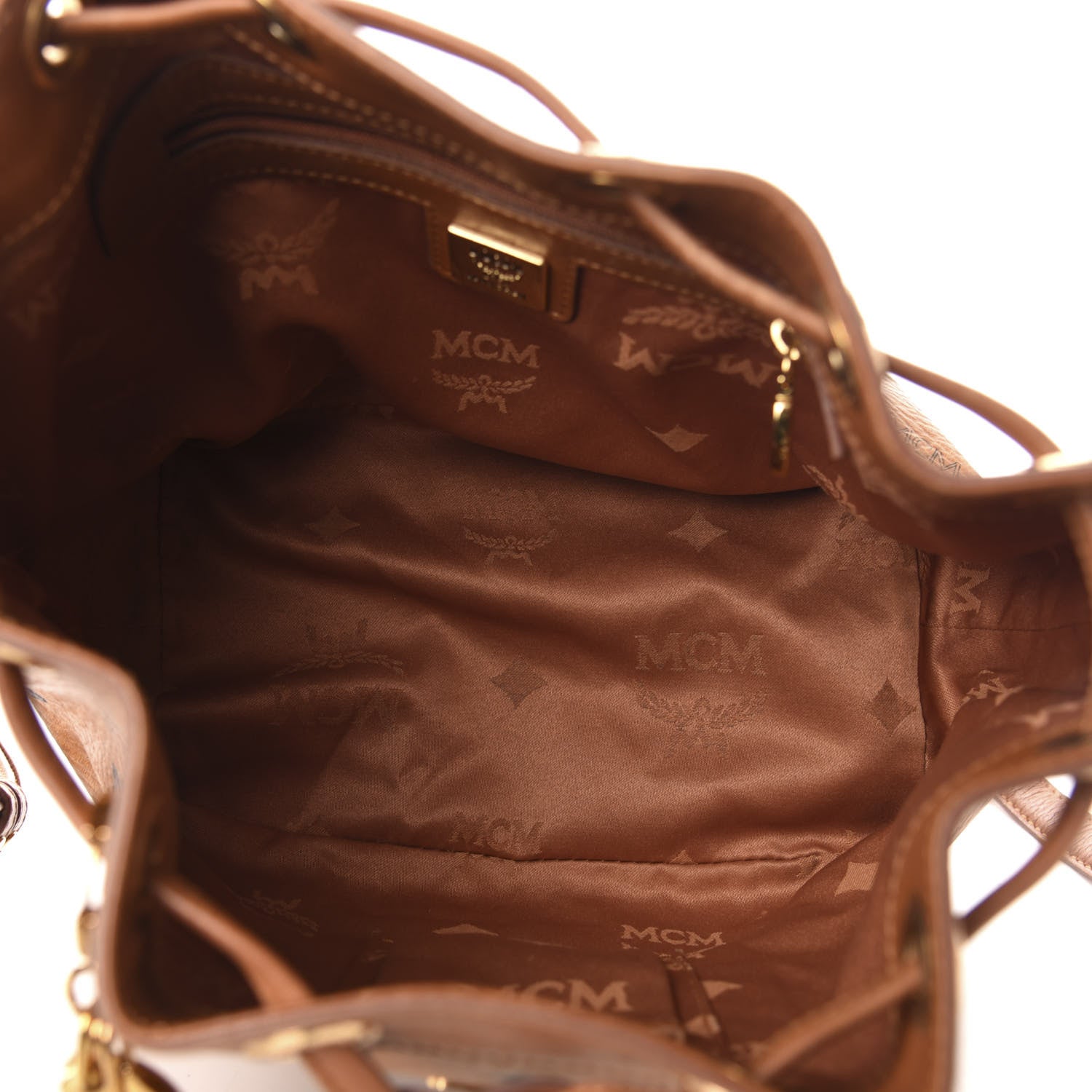 MCM Visetos Essential Drawstring Bucket Bag Cognac 5 of 13