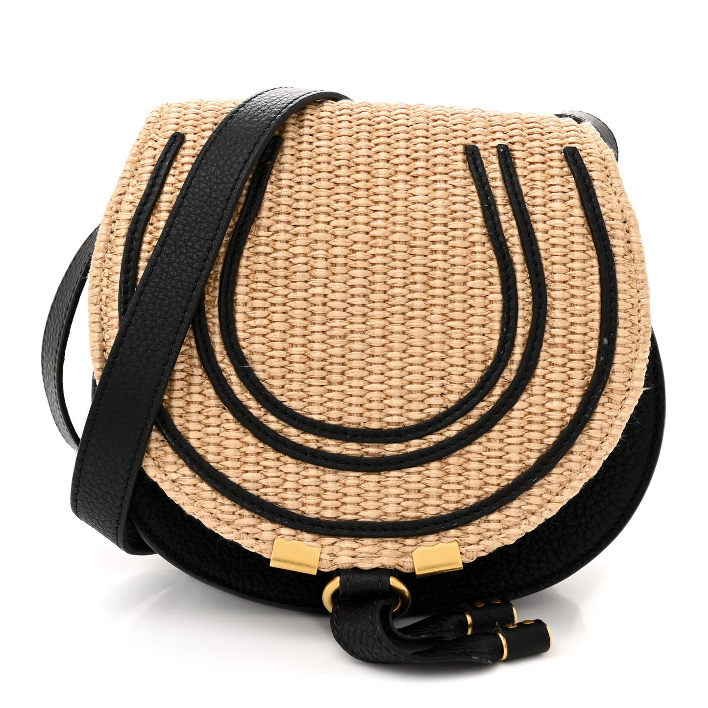 Raffia Calfskin Marcie Small Marcie Round Crossbody Bag Hot Sand