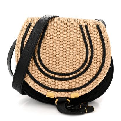 Chloe Raffia Calfskin Marcie Small Marcie Round Crossbody Bag Hot Sand 1 of 12