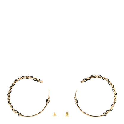 Chanel Metal Lambskin Crystal Sergeant Chanel Hoop Earrings Gold 3 of 4