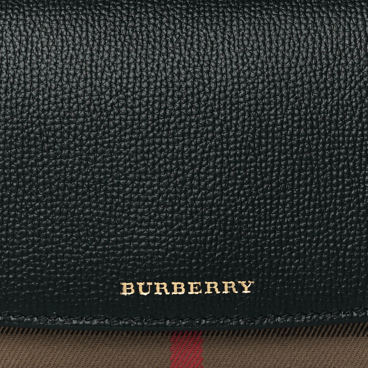 Grainy Calfskin House Check Henley Wallet On Chain Black