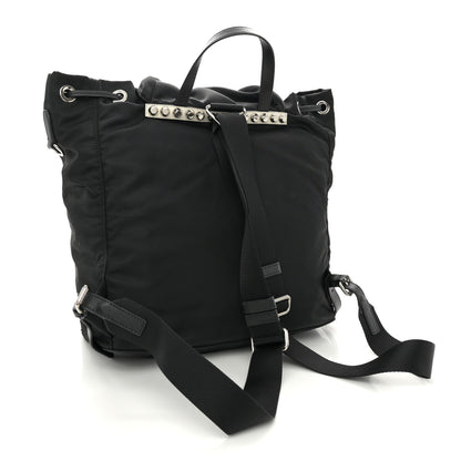 Prada Nylon New Vela Studded Backpack Black Fuoco 3 of 10