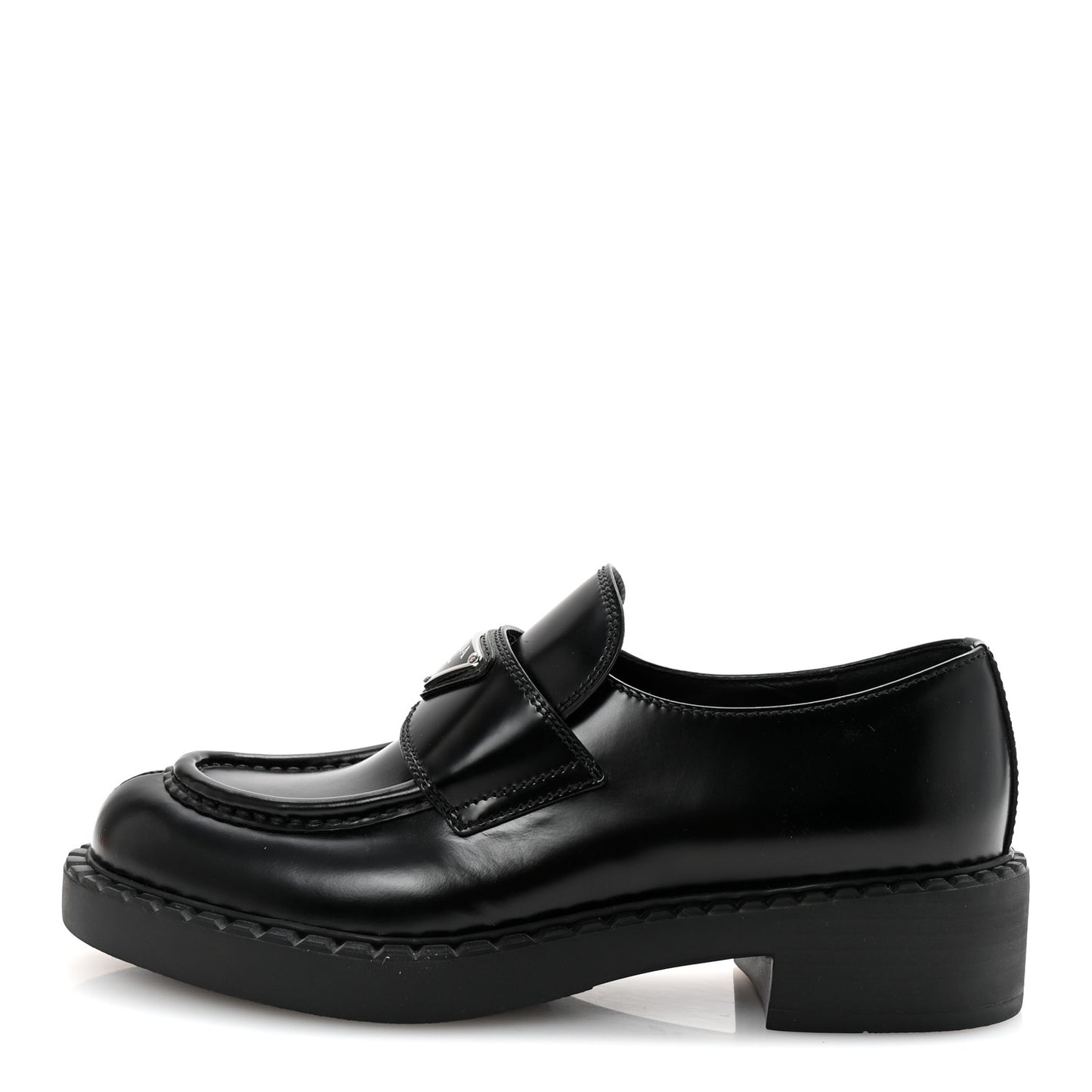 Spazzolato Metal Triangle Logo 50mm Loafers 36.5 Black
