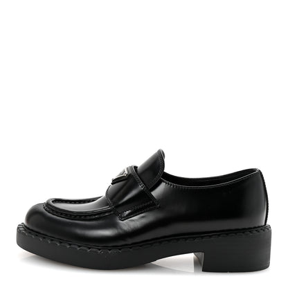 Prada Spazzolato Metal Triangle Logo 50mm Loafers 36.5 Black 1 of 10