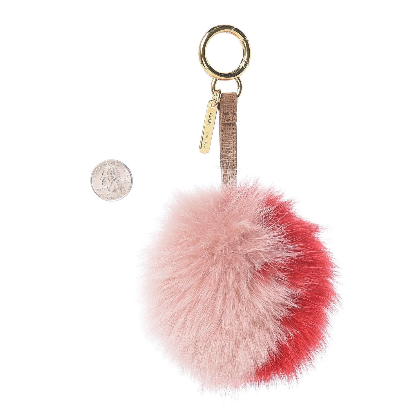 Fox Fur Pom Pom Bag Charm Red Pink