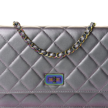 Chanel Iridescent Lambskin Quilted Reissue Wallet On Chain WOC Light Purple 12 of 13
