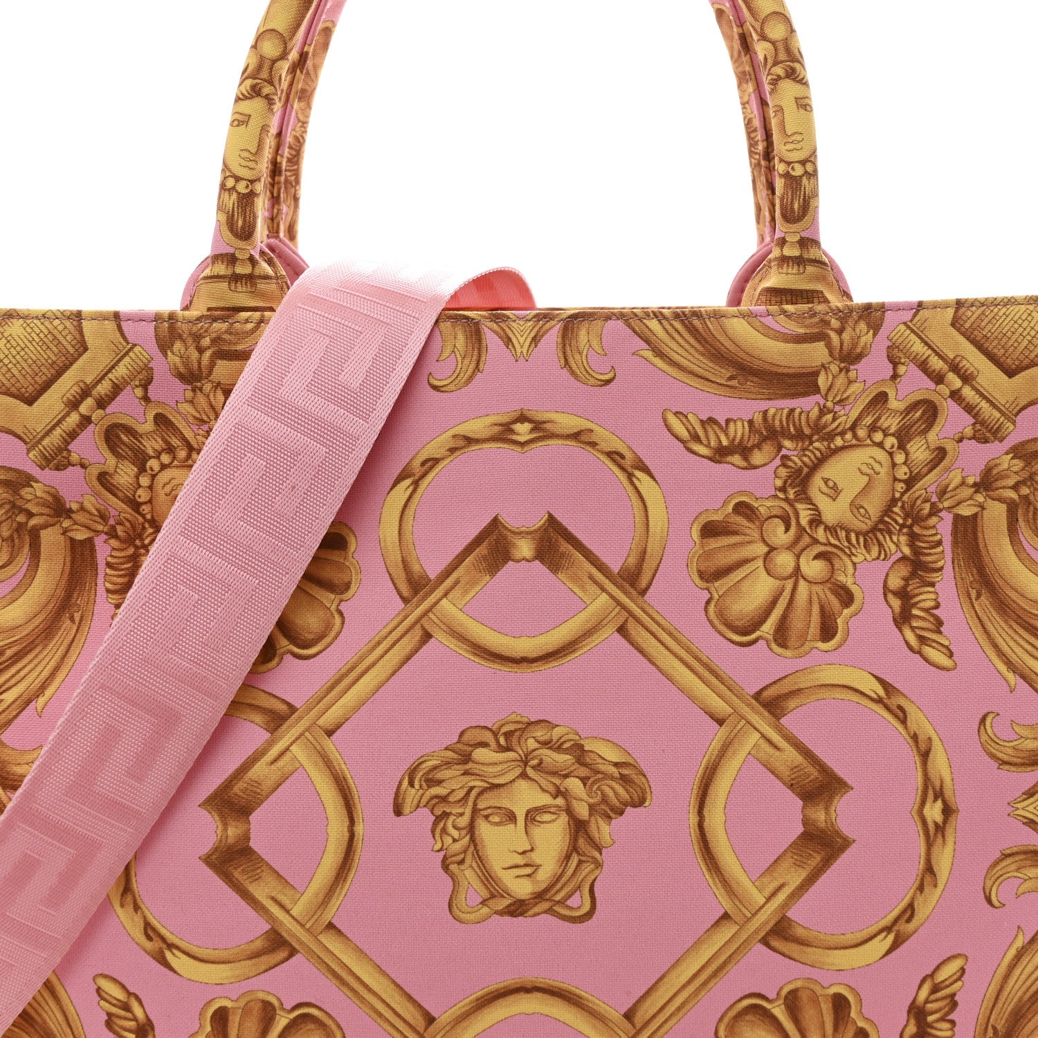 Versace Canvas Baroque Print Medusa Large Tote Pink 8 of 11