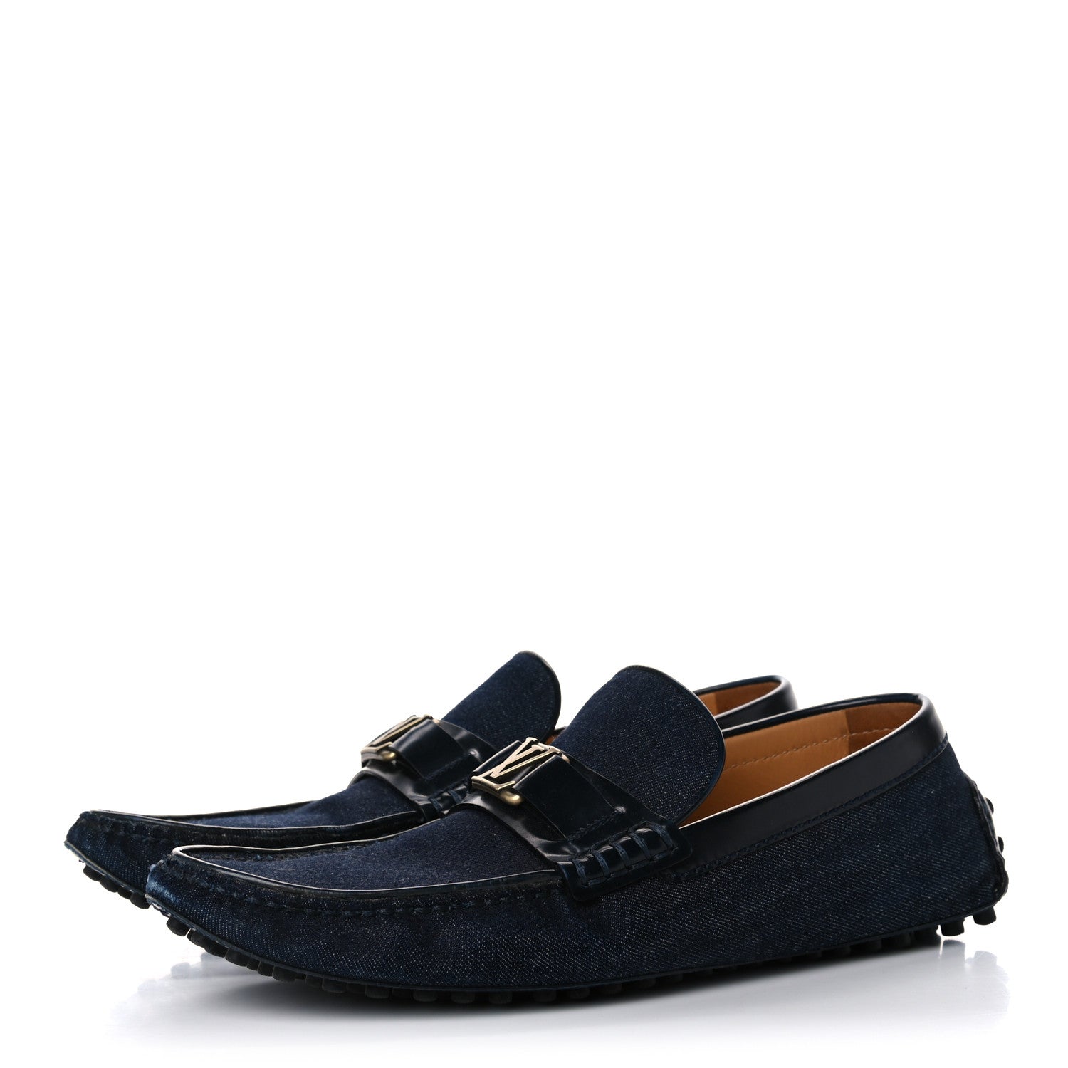 Louis Vuitton Denim Mens Hockenheim Moccasin Loafers 8.5 Marine 3 of 21