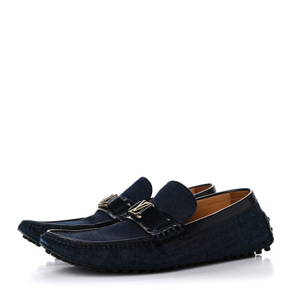 Louis Vuitton Denim Mens Hockenheim Moccasin Loafers 8.5 Marine 3 of 21