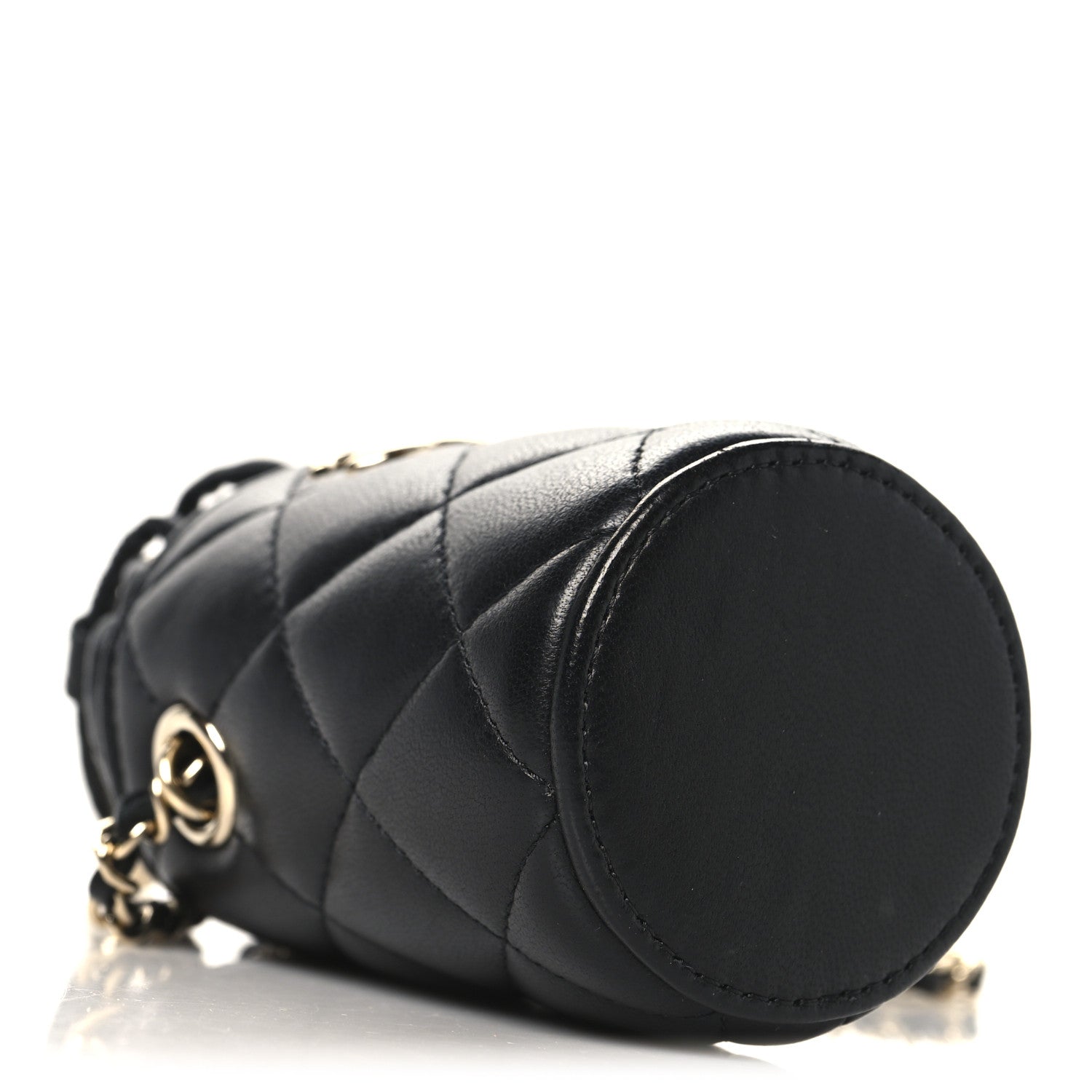 Chanel Lambskin Quilted Mini Bucket Bag With Chain Black 4 of 8