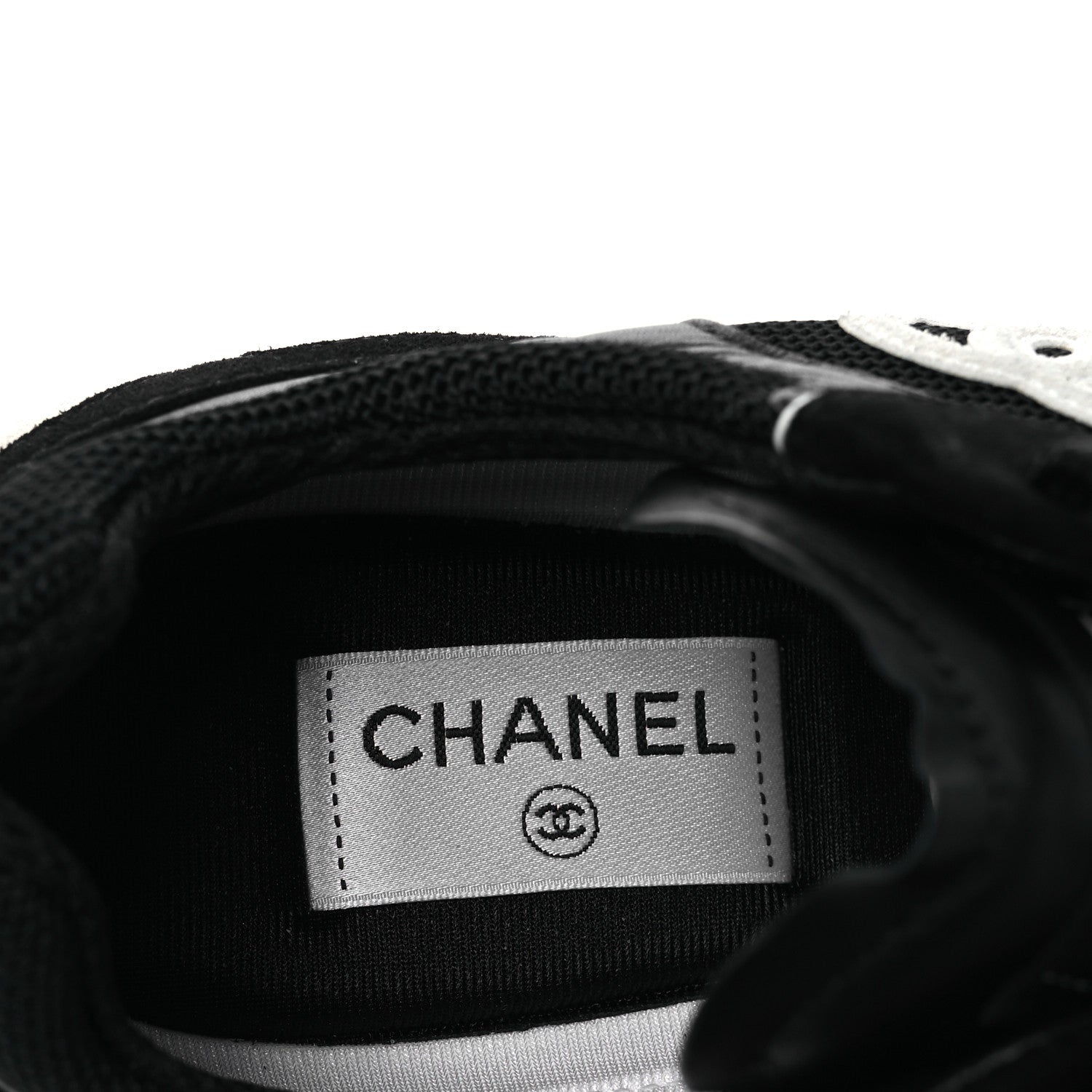 Chanel Mixed Fibers Suede Shiny Calfskin Womens CC Sneakers 40.5 Black 9 of 11