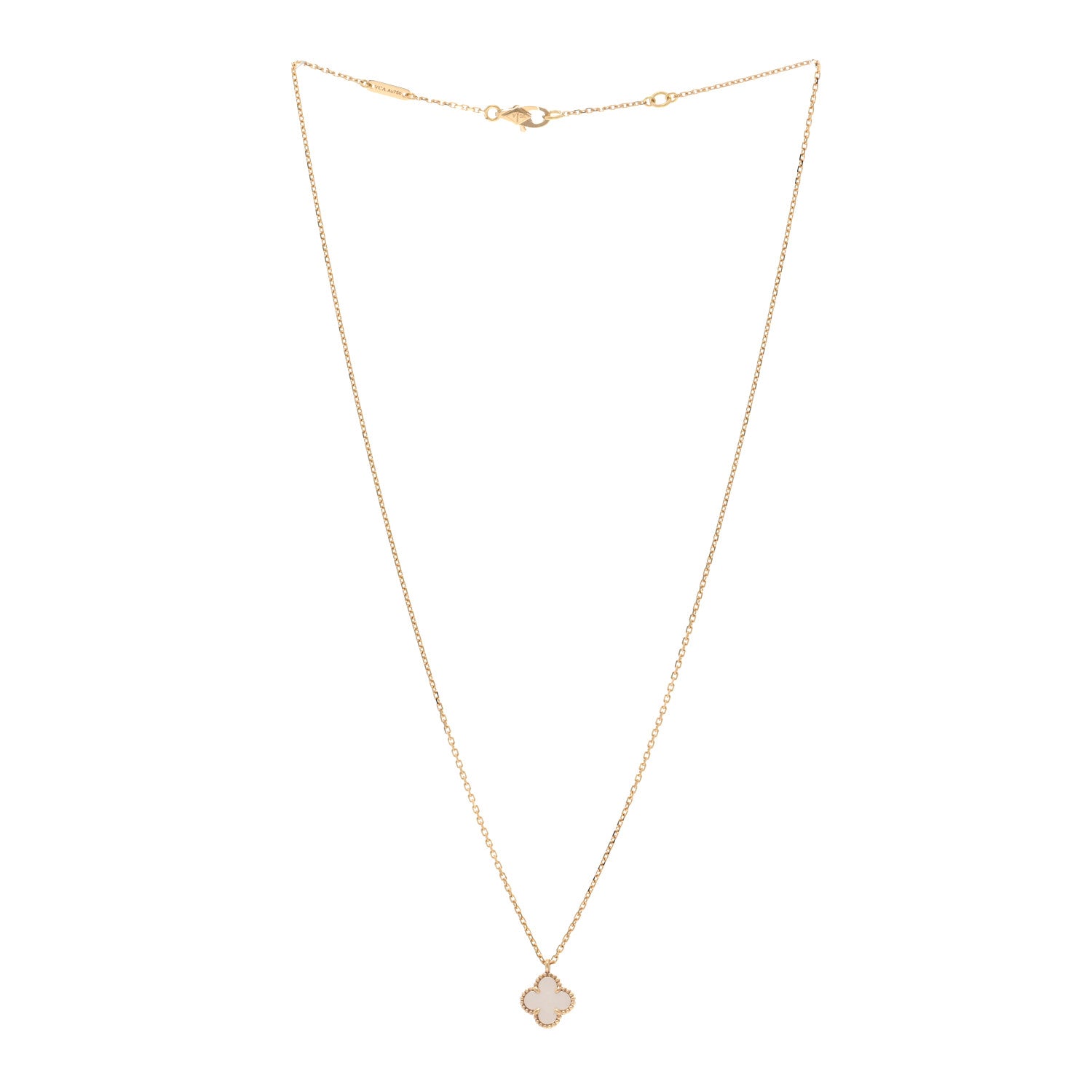 Van Cleef & Arpels 18K Yellow Gold Mother of Pearl Sweet Alhambra Pendant Necklace 3 of 6