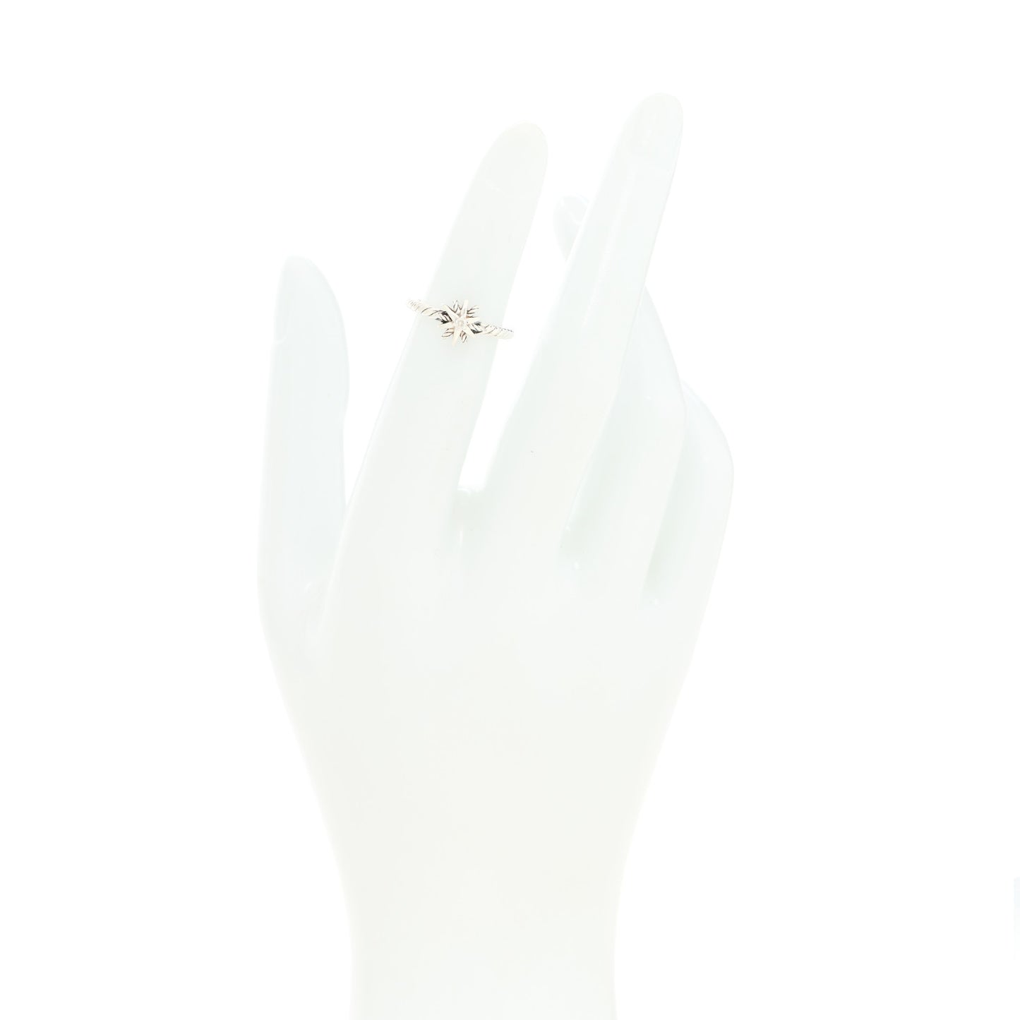 Sterling Silver Diamond Petite Starburst Ring 45 3.25