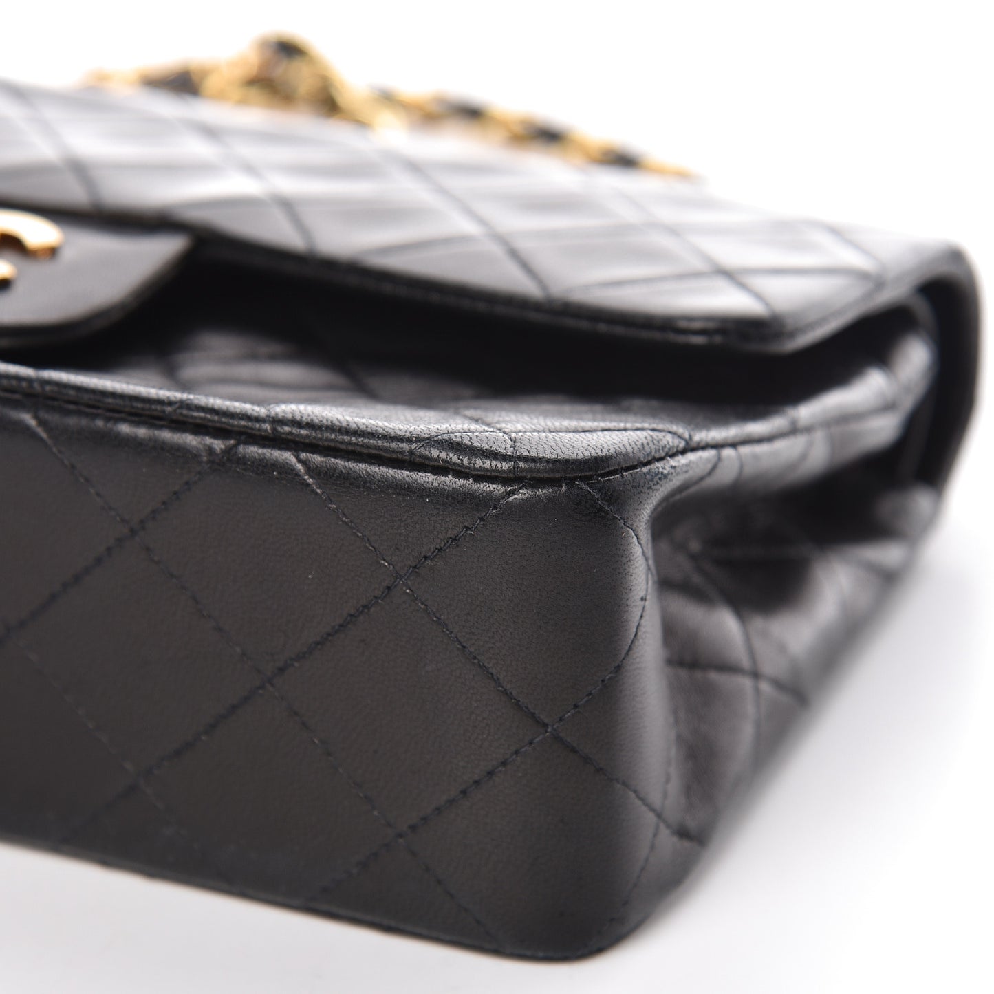 Lambskin Quilted Small Double Flap Black