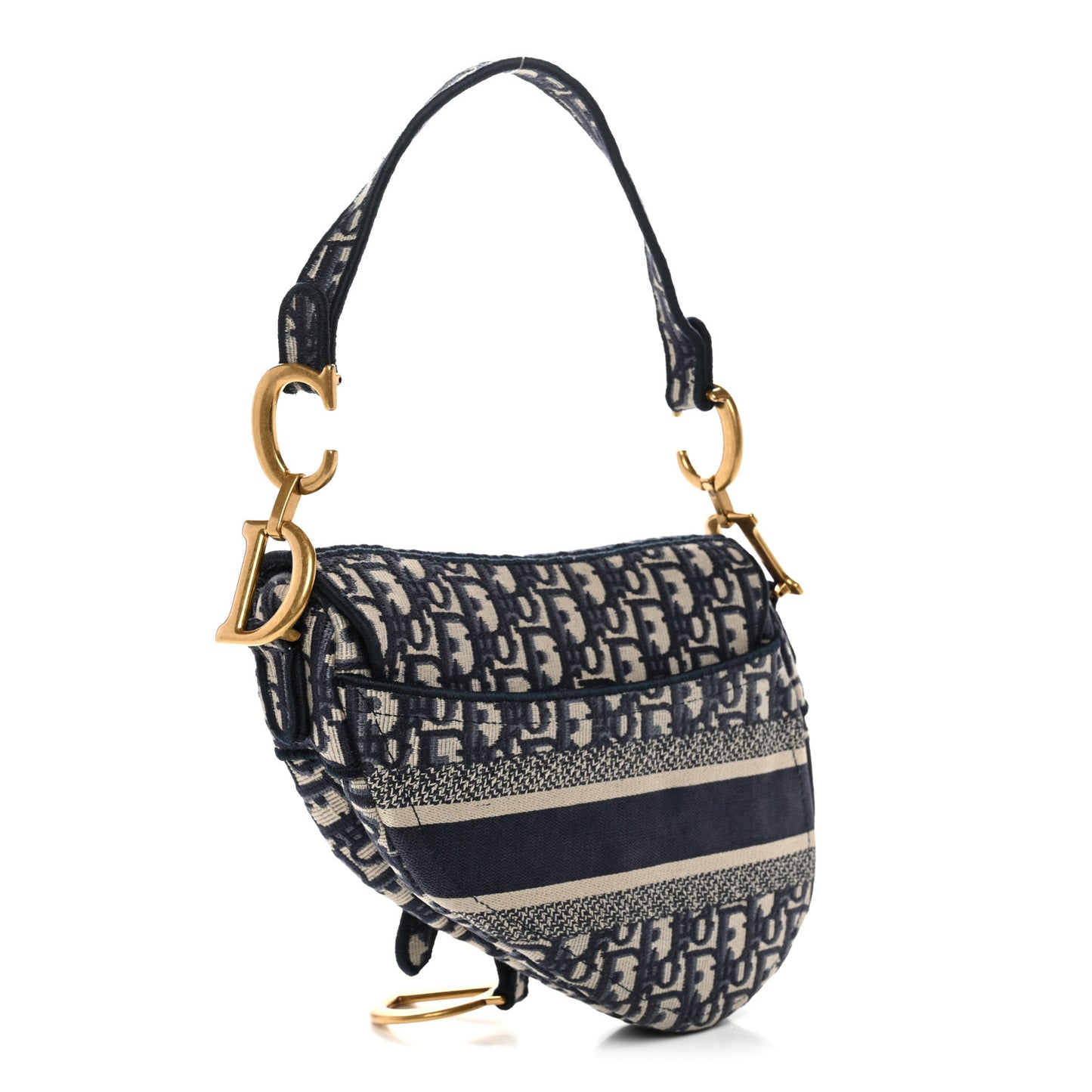 Oblique Embroidered Saddle Bag Blue
