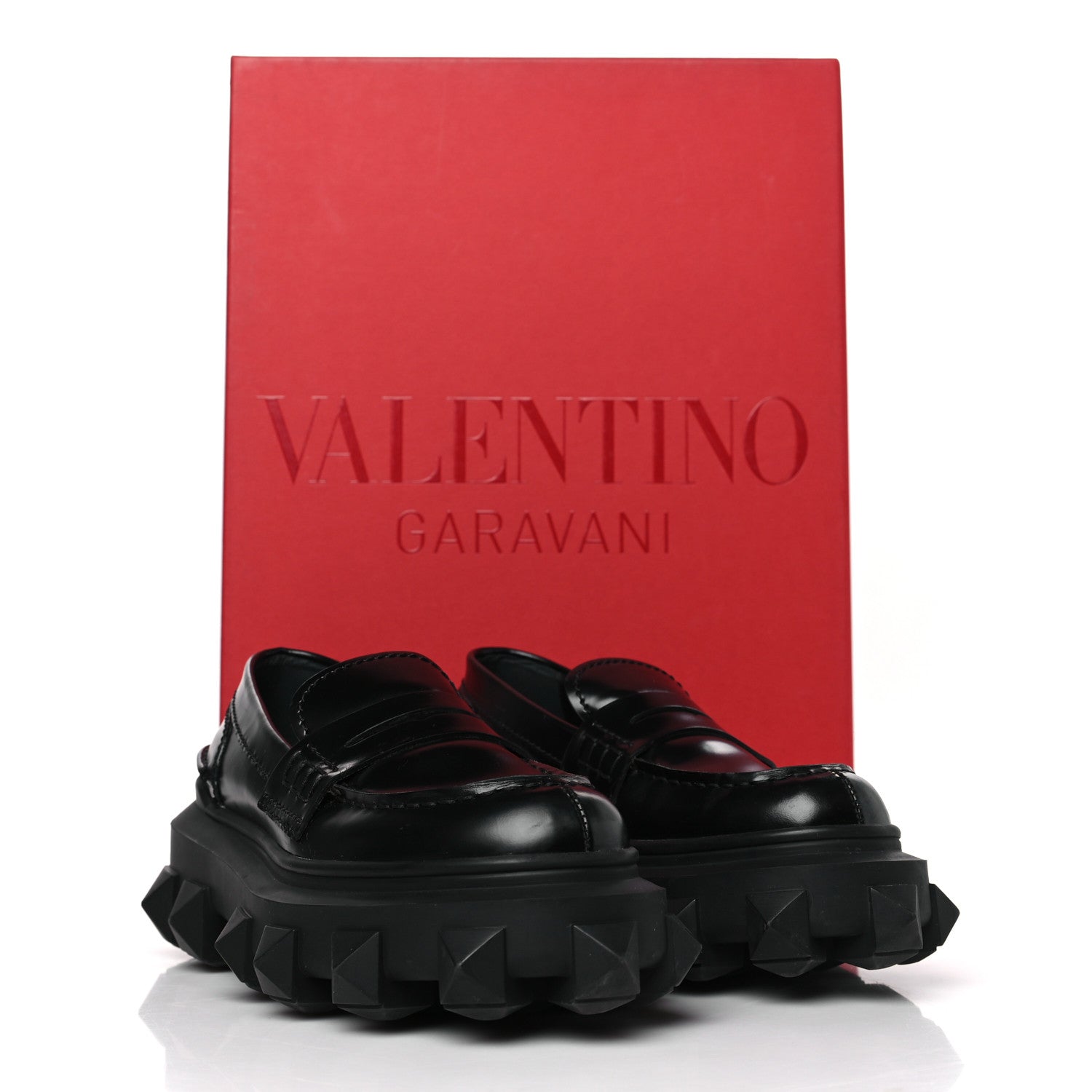 Valentino Garavani Calfskin Womens Trackstud Beatle 45/55mm Loafers 36 Black 9 of 9