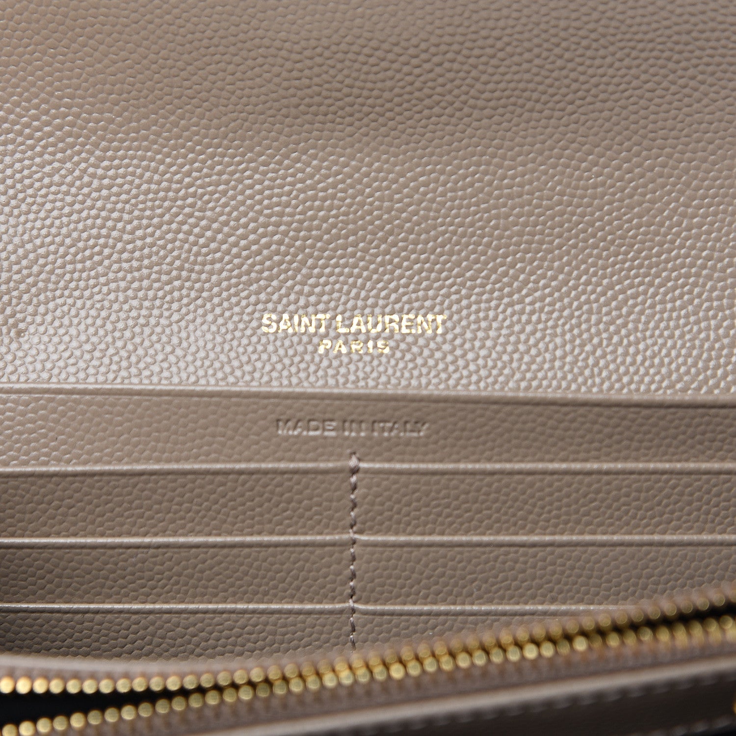 Saint Laurent Grain De Poudre Matelasse Chevron Monogram Flap Wallet Taupe 5 of 9