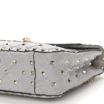 Valentino Garavani Craquele Nappa Medium Rockstud Spike Shoulder Bag Pastel Grey 8 of 11