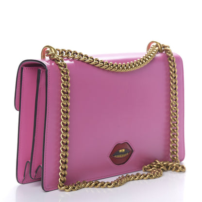 Gucci Knight Calfskin Malaga Kid Heart Medium GG Marmont Chain Handle Bag Tropical Pink Flower Hibiscus Red Multicolor 2 of 10