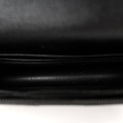Saint Laurent SAINT LAURENT Grain De Poudre Matelasse Chevron Monogram Monochrome Envelope Chain Wallet Black 5 of 10