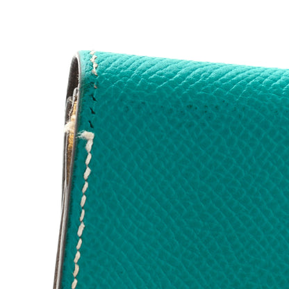 Hermes Epsom Bi Color Bearn Card Holder Wallet Bleu Paon Etoupe 15 of 16