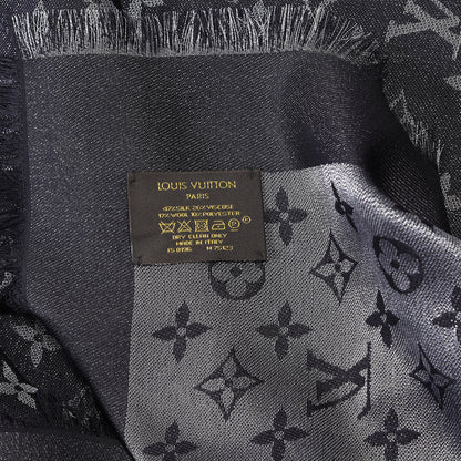 Louis Vuitton Silk Lurex Wool Monogram Shine Shawl Black 5 of 5