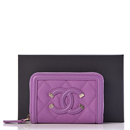 Chanel Caviar Quilted Filigree Coin Purse Purple 8 of 8