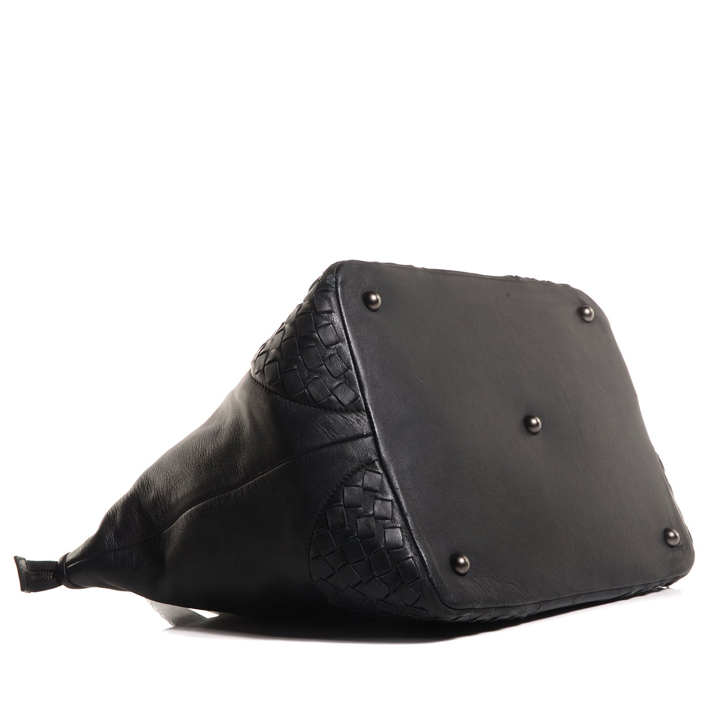 Nappa Intrecciato Small Woven Corner Tote Nero Black