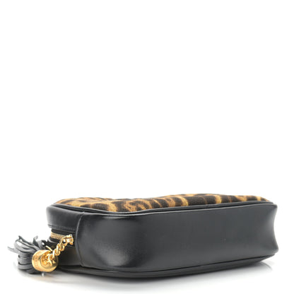 Saint Laurent Canvas Calfskin Leopard Print Monogram Mini Lou Camera Bag Brown 3 of 8