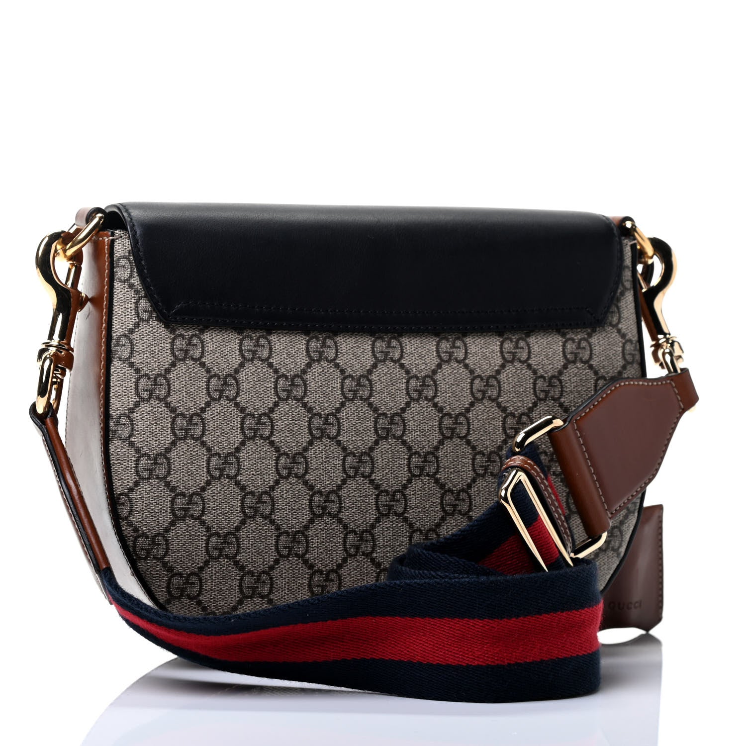 Gucci GG Supreme Monogram Web Medium Padlock Messenger Shoulder Bag Black 2 of 4