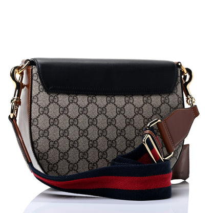 Gucci GG Supreme Monogram Web Medium Padlock Messenger Shoulder Bag Black 2 of 4