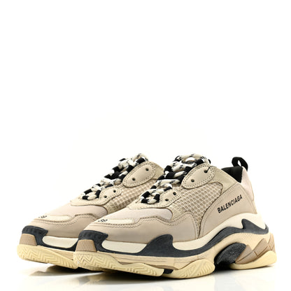 Balenciaga Fabric Mesh Womens Triple S Sneakers 39 Beige Black 3 of 10