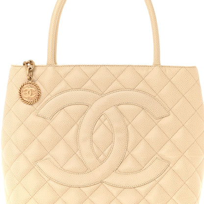 Chanel Caviar Quilted Medallion Tote Light Beige 8 of 15