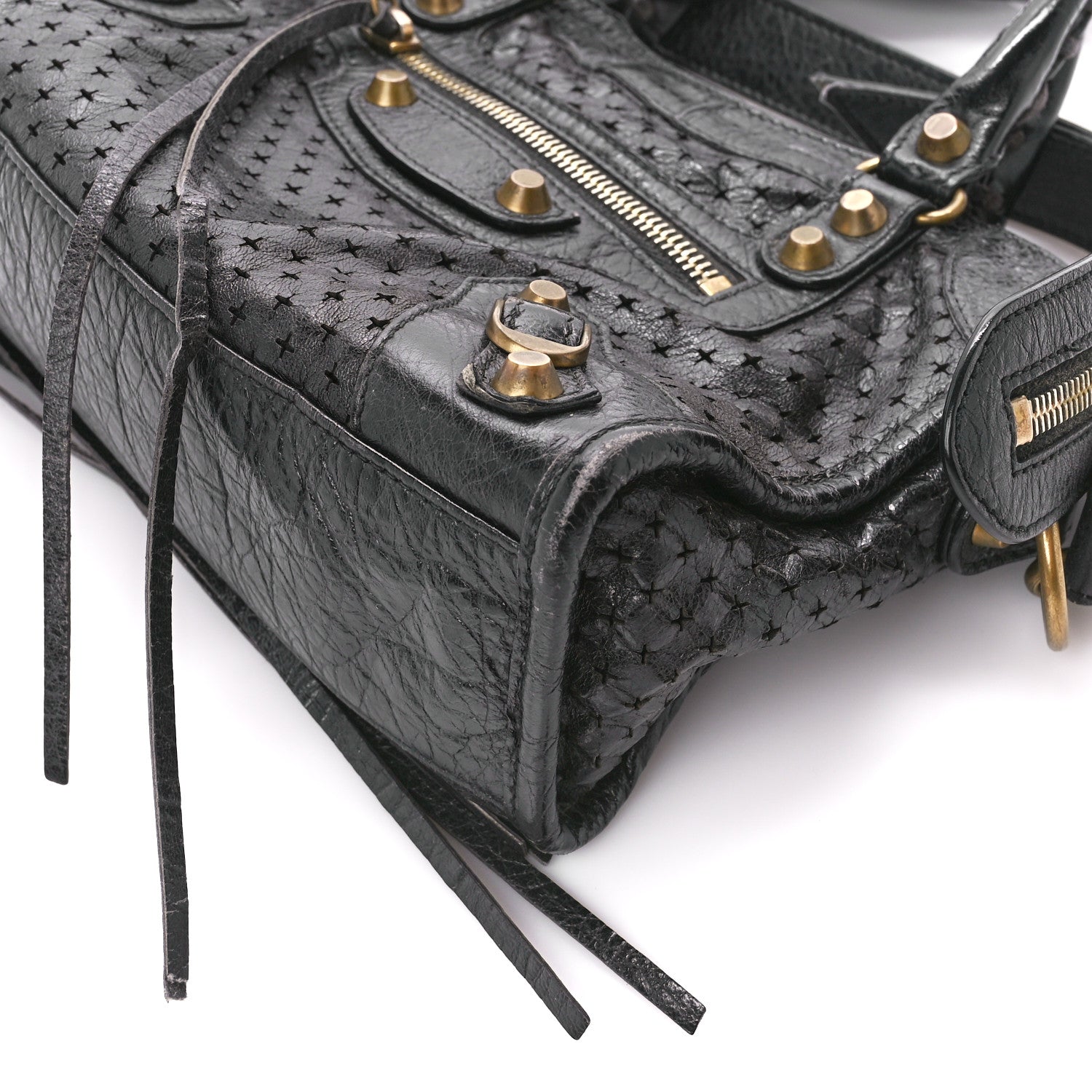 Balenciaga Agneau Laser Cut Cross Classic Gold Hardware Mini City Black 11 of 16