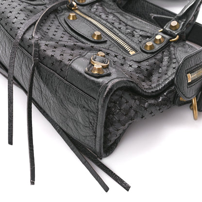 Balenciaga Agneau Laser Cut Cross Classic Gold Hardware Mini City Black 11 of 16