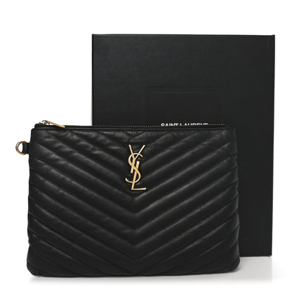 Saint Laurent Calfskin Matelasse Chevron Monogram A5 Wristlet Black 7 of 7