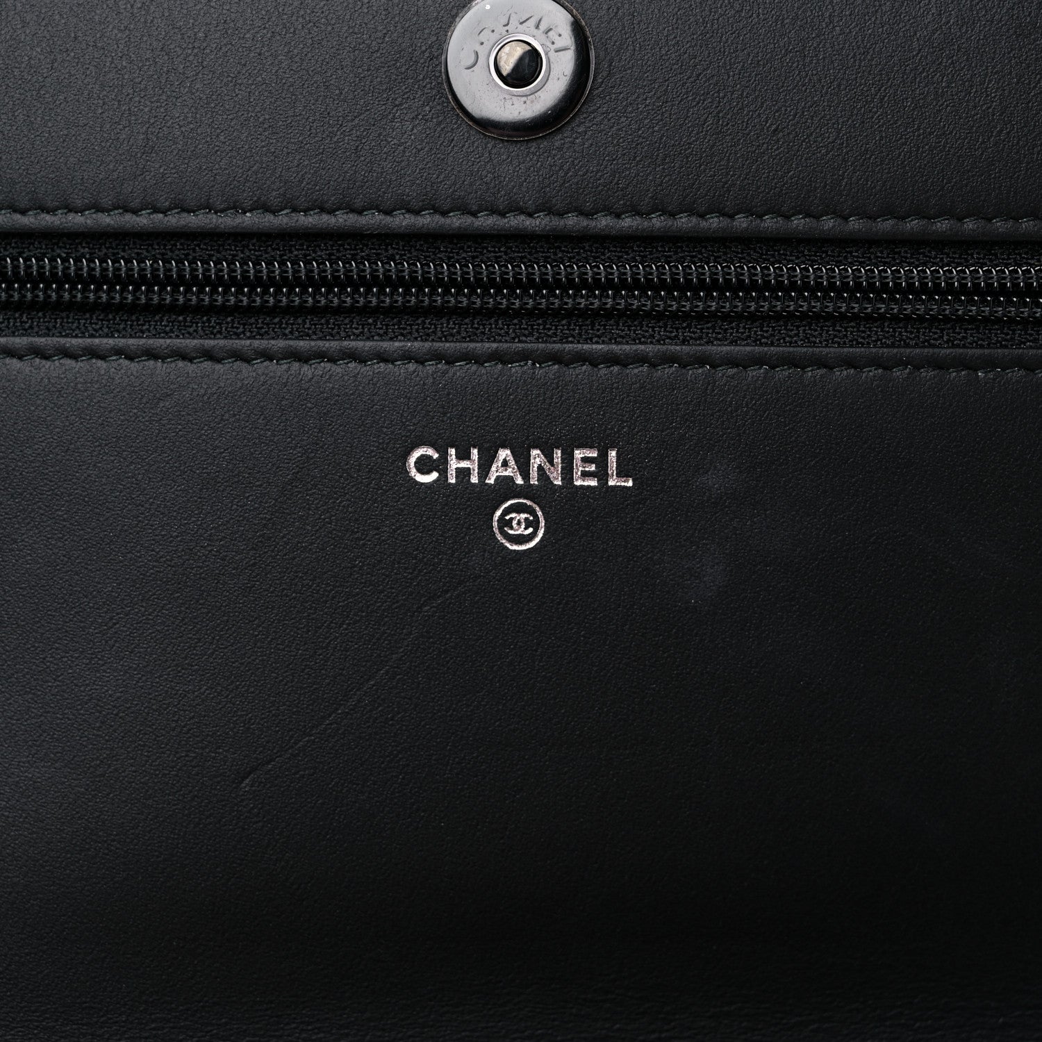 Chanel Calfskin Painted Chevron Embossed Boy Wallet On Chain WOC Black 6 of 12