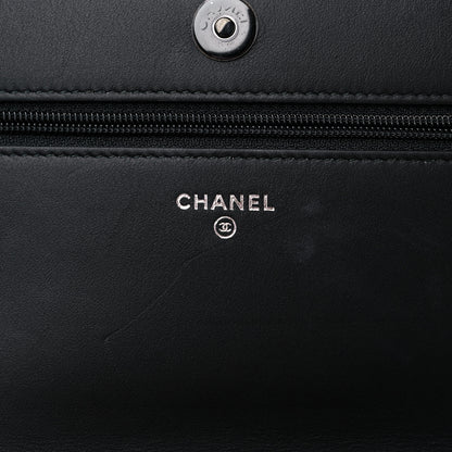 Chanel Calfskin Painted Chevron Embossed Boy Wallet On Chain WOC Black 6 of 12