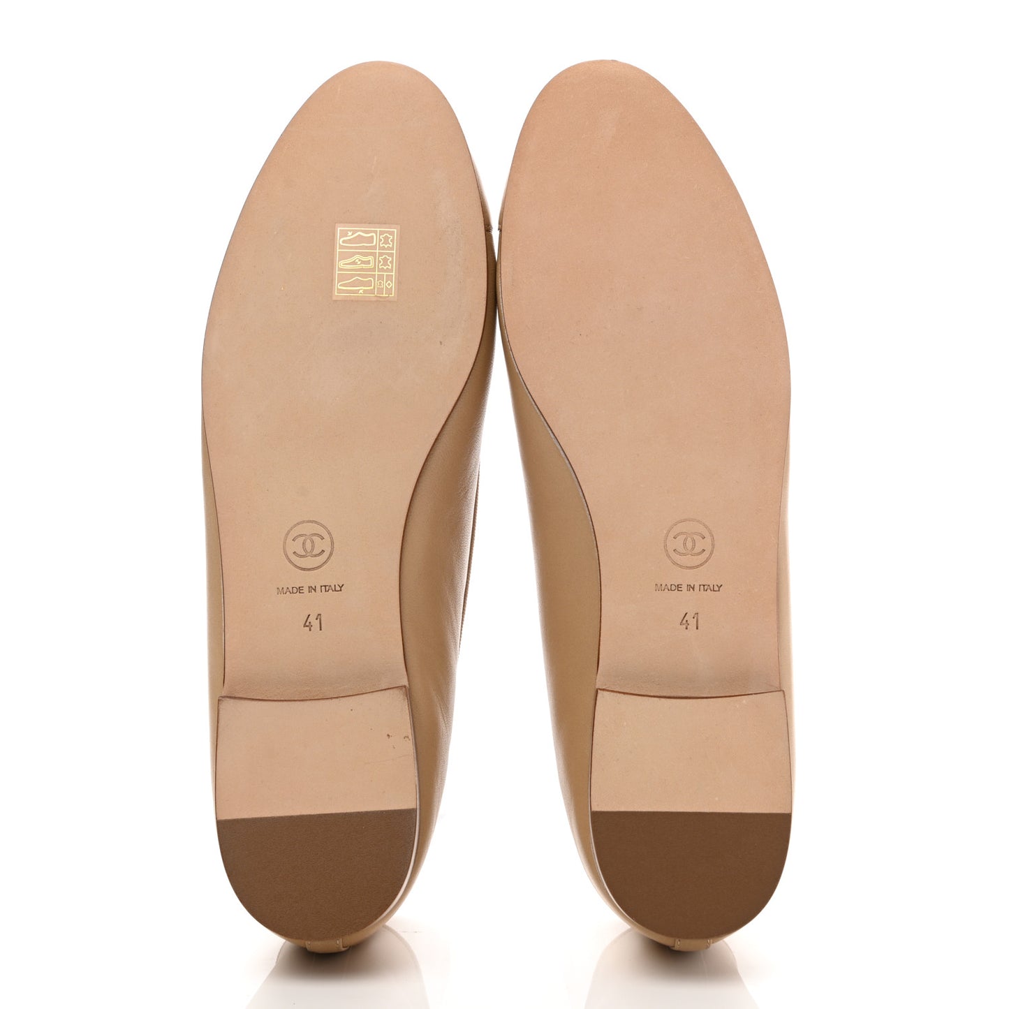 Lambskin Cap Toe CC Ballerina Flats 41 Beige