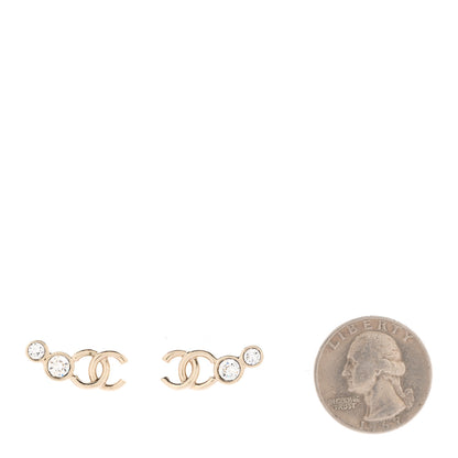 Chanel Metal Crystal CC Climber Earrings Gold 2 of 5