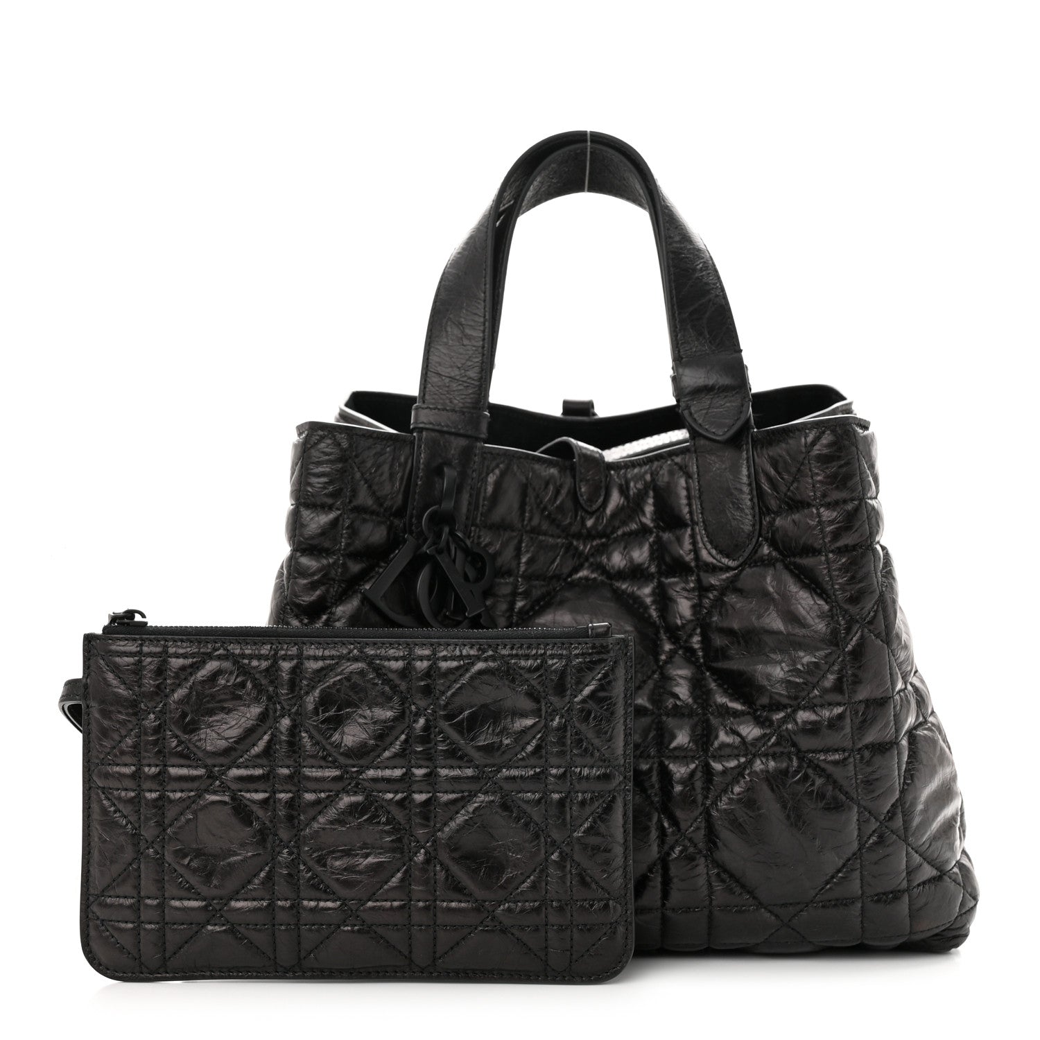 Christian Dior Crinkled Calfskin Cannage Medium Dior Tojours Bag Black 1 of 13