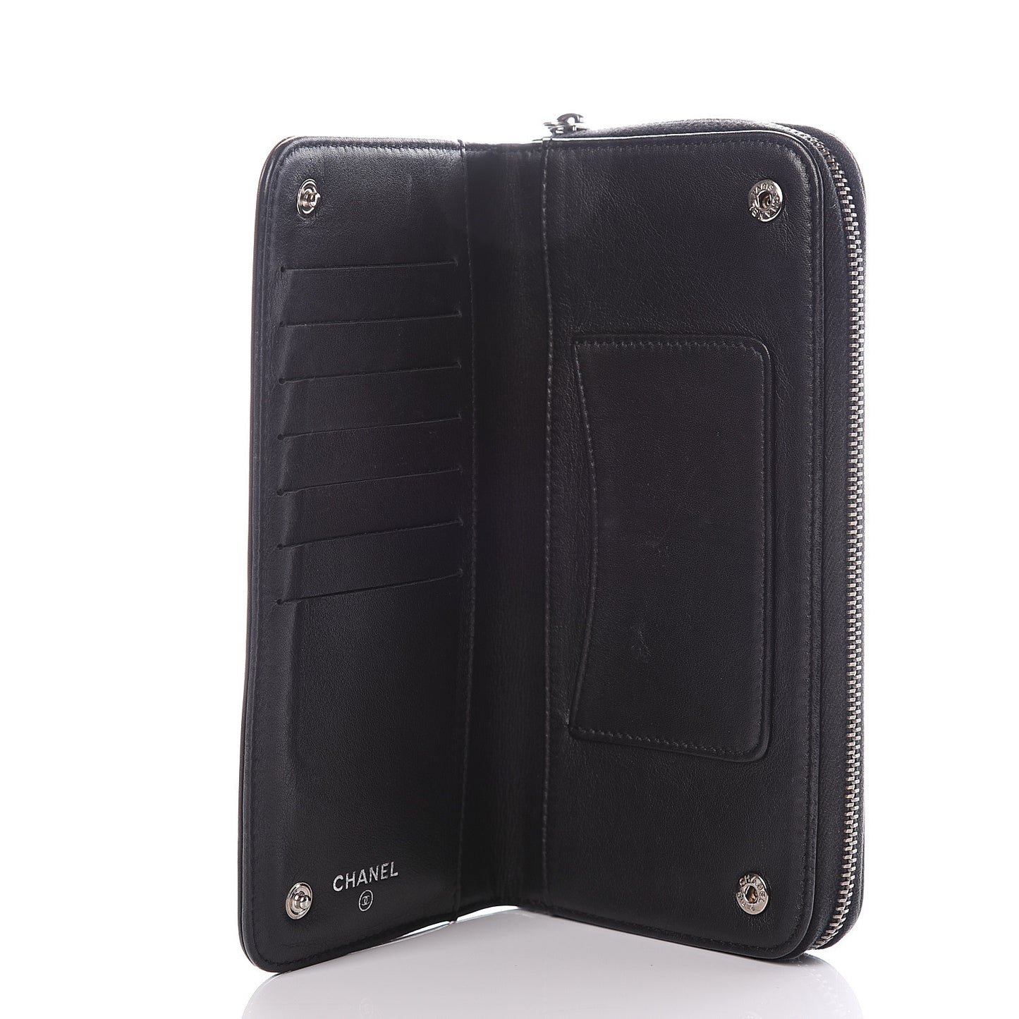 Lambskin Embossed Logo Wallet Black