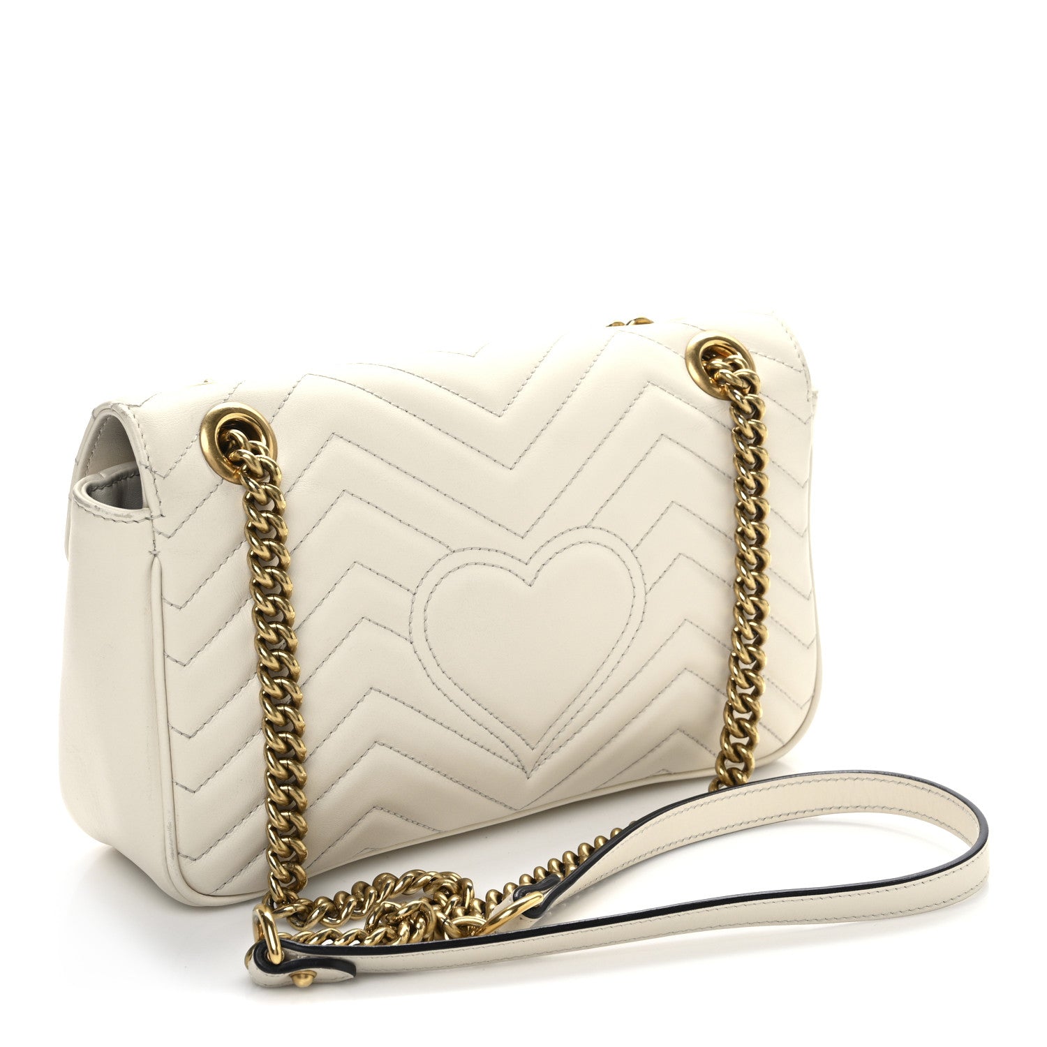 Gucci Calfskin Matelasse Small GG Marmont Shoulder Bag White 3 of 12