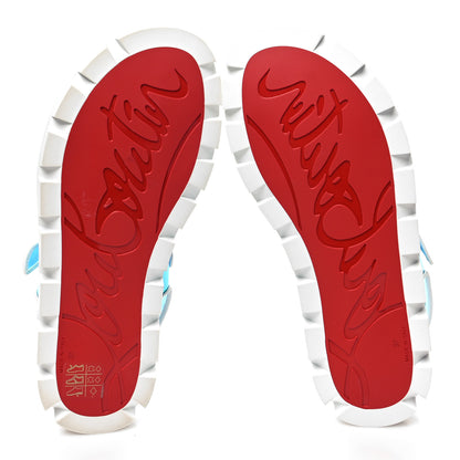 Christian Louboutin Nappa PVC Duniss Cool Flat Sandals 37 Blanco Blue 5 of 8