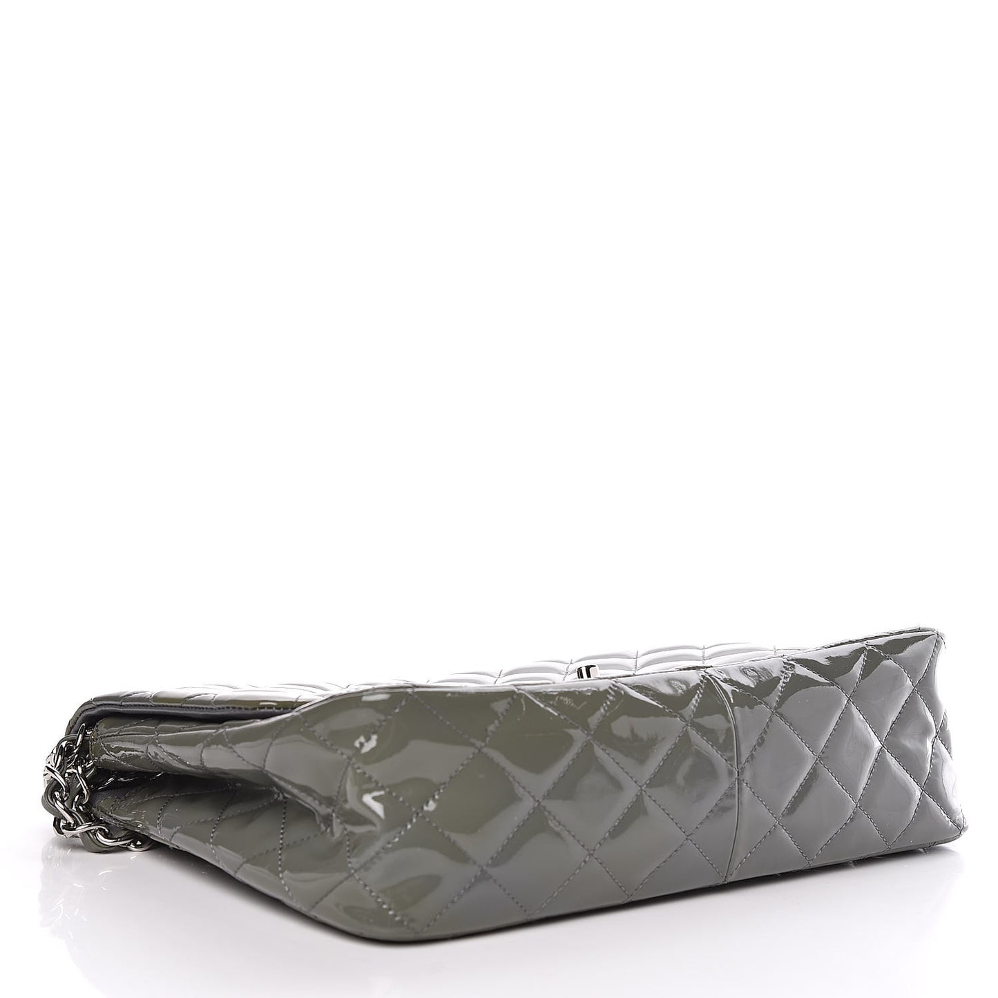 Patent Quilted Jumbo Single Flap Grey