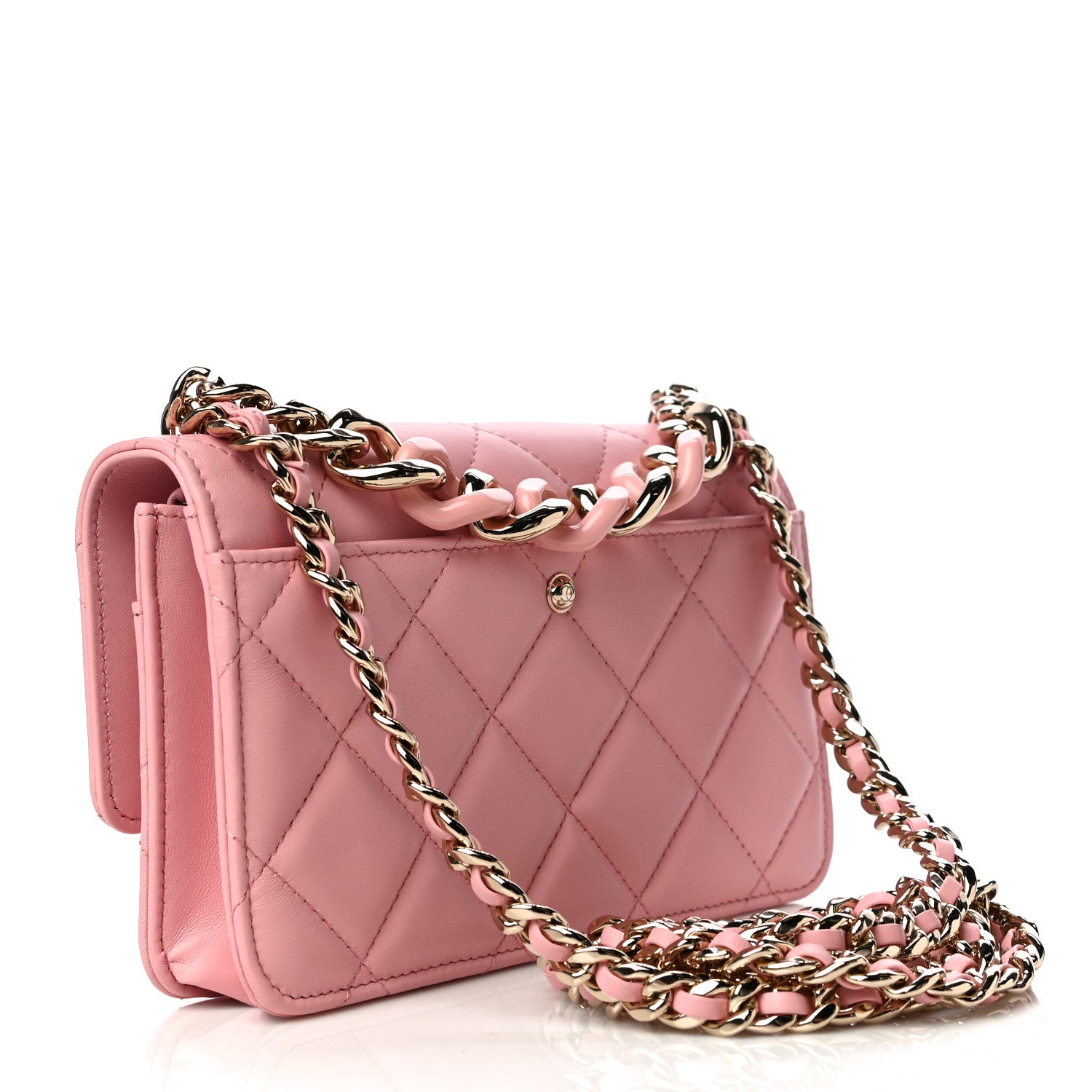 Chanel Lambskin Quilted Elegant Chain Wallet On Chain WOC Pink 2 of 12