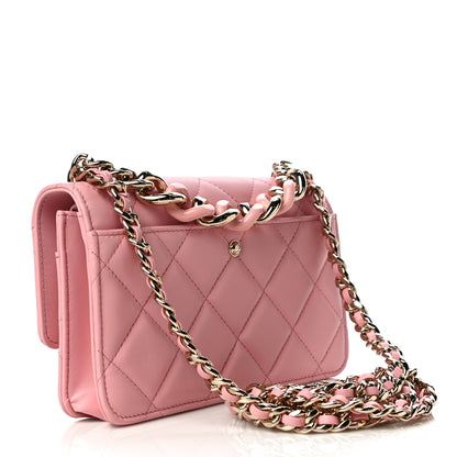 Chanel Lambskin Quilted Elegant Chain Wallet On Chain WOC Pink 2 of 12